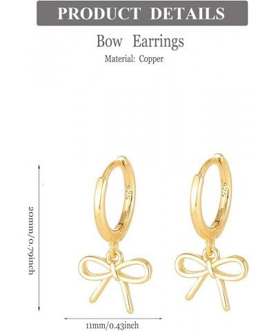 Gold Bow Earrings Long Tassel Drop Dangle Statement Earring Bowknot Jewelry Gift for Women Girls Gold Huggie Bow $7.14 Earrings