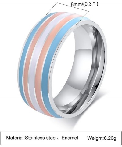 Unisex Stainless Steel 8mm Unique Cool Enamel Rainbow Stripes Homosexuals LGBT Gay Pride Ring Eternity Couple Wedding Band Tr...