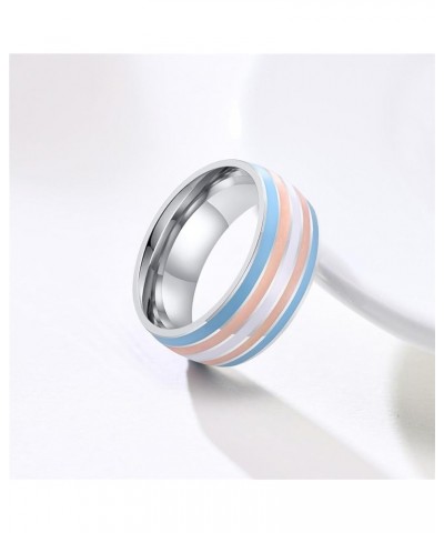 Unisex Stainless Steel 8mm Unique Cool Enamel Rainbow Stripes Homosexuals LGBT Gay Pride Ring Eternity Couple Wedding Band Tr...