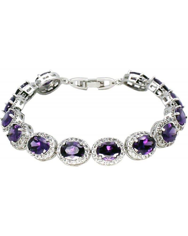 Oval Ladies Tennis Bracelet inlay Garnet White Topaz Amethyst Citrine Peridot Pink Topaz 7 to 8 inch Amethyst $16.78 Bracelets