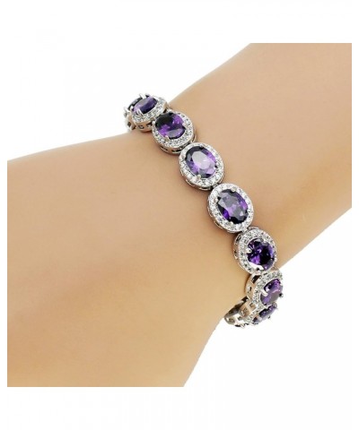 Oval Ladies Tennis Bracelet inlay Garnet White Topaz Amethyst Citrine Peridot Pink Topaz 7 to 8 inch Amethyst $16.78 Bracelets