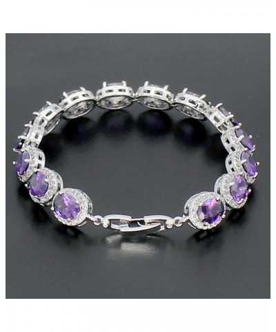 Oval Ladies Tennis Bracelet inlay Garnet White Topaz Amethyst Citrine Peridot Pink Topaz 7 to 8 inch Amethyst $16.78 Bracelets