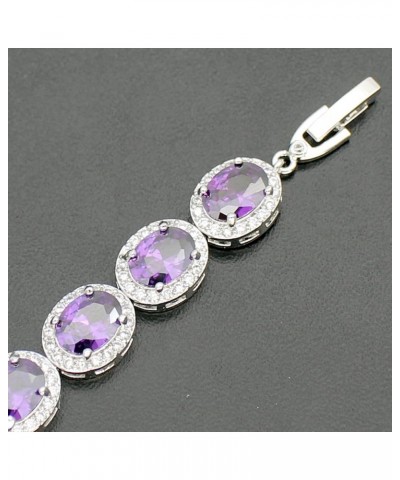 Oval Ladies Tennis Bracelet inlay Garnet White Topaz Amethyst Citrine Peridot Pink Topaz 7 to 8 inch Amethyst $16.78 Bracelets