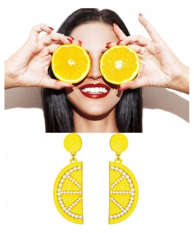 Cute Fruit Lemon Strawberry Watermelon Stud dangle Earrings Drop Earrings For Women Girls Gift Jewelry lemon $6.59 Earrings