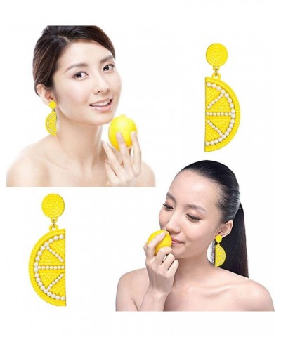 Cute Fruit Lemon Strawberry Watermelon Stud dangle Earrings Drop Earrings For Women Girls Gift Jewelry lemon $6.59 Earrings