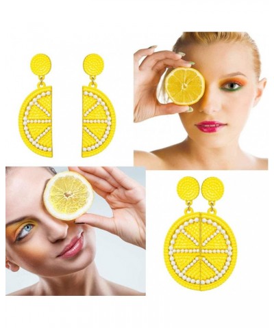 Cute Fruit Lemon Strawberry Watermelon Stud dangle Earrings Drop Earrings For Women Girls Gift Jewelry lemon $6.59 Earrings