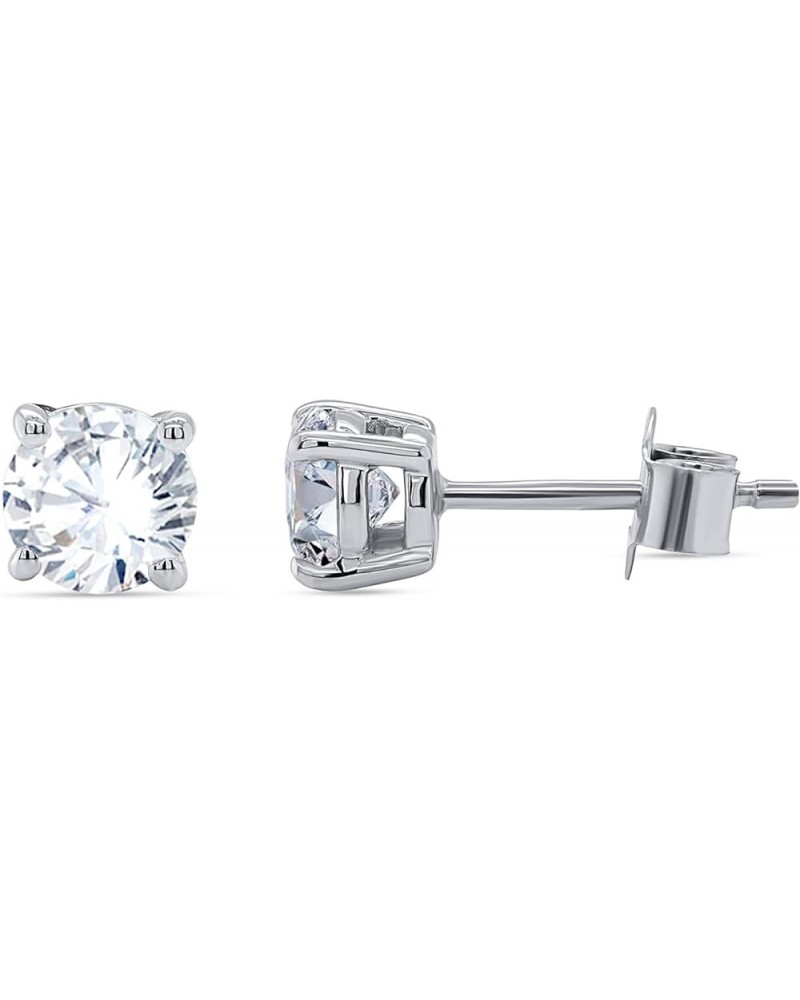 18K White Gold Plated Sparkling CZ Diamond Stud Earrings 925 Sterling Silver Cubic Zirconia Stud Earrings Hypoallergenic Simu...