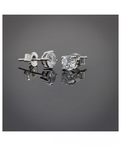 18K White Gold Plated Sparkling CZ Diamond Stud Earrings 925 Sterling Silver Cubic Zirconia Stud Earrings Hypoallergenic Simu...