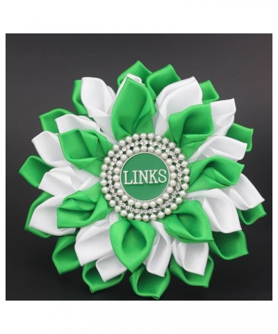 Greek Sorority Paraphernalia Gift Sorority Brooch Pin for Women White & Green Satin 5.5" Pearl Flower Pin L-Flower Pin $13.10...