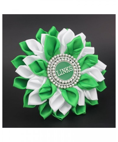 Greek Sorority Paraphernalia Gift Sorority Brooch Pin for Women White & Green Satin 5.5" Pearl Flower Pin L-Flower Pin $13.10...