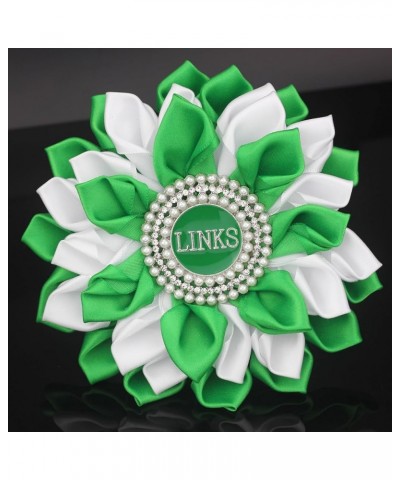 Greek Sorority Paraphernalia Gift Sorority Brooch Pin for Women White & Green Satin 5.5" Pearl Flower Pin L-Flower Pin $13.10...