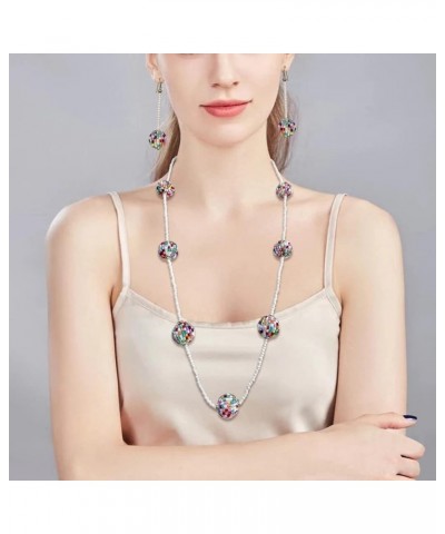 Long Beaded Necklace with Rhinestones Ball Fashion Costume Beads Necklace Earrings Set Women Gift Mix $9.51 Jewelry Sets