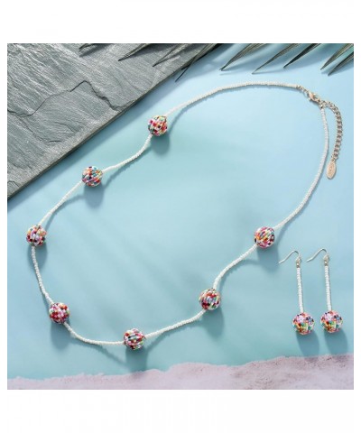 Long Beaded Necklace with Rhinestones Ball Fashion Costume Beads Necklace Earrings Set Women Gift Mix $9.51 Jewelry Sets