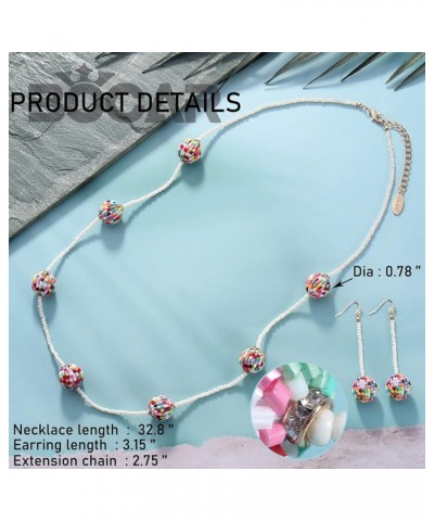 Long Beaded Necklace with Rhinestones Ball Fashion Costume Beads Necklace Earrings Set Women Gift Mix $9.51 Jewelry Sets