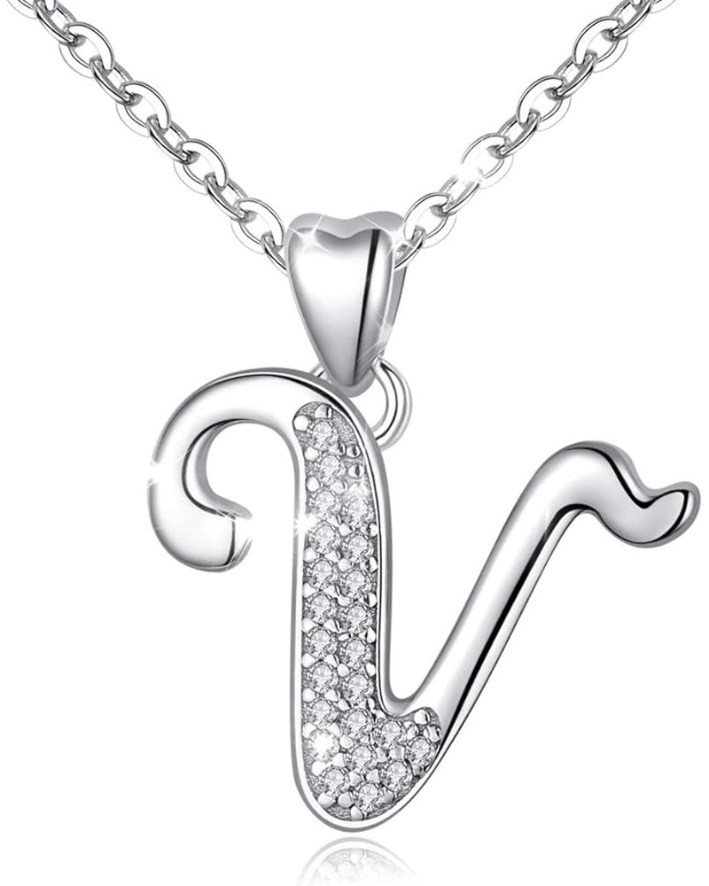 925 Sterling Silver Initial A-Z Necklaces for Women - 18 Inch Chain V $12.46 Necklaces