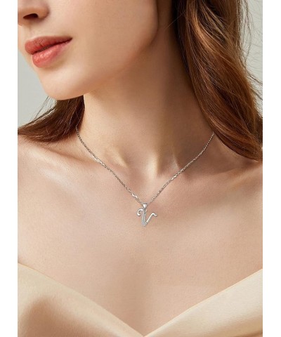 925 Sterling Silver Initial A-Z Necklaces for Women - 18 Inch Chain V $12.46 Necklaces