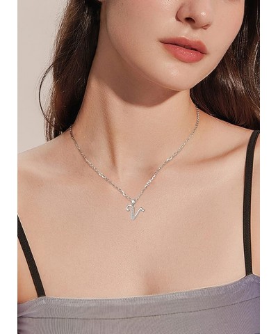 925 Sterling Silver Initial A-Z Necklaces for Women - 18 Inch Chain V $12.46 Necklaces