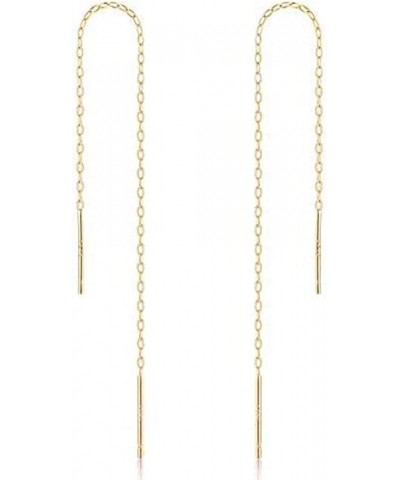 A Pair 925 Sterling Silver Tassel Threader Drop Earrings Long Chain Ear Line golden $8.84 Earrings