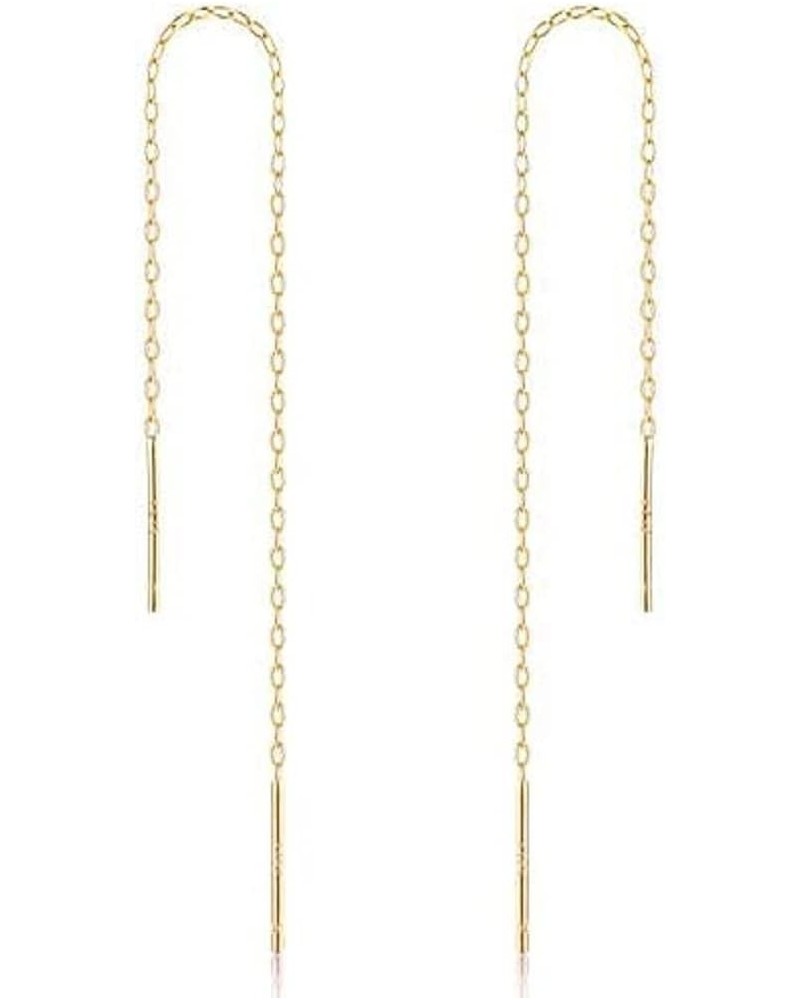 A Pair 925 Sterling Silver Tassel Threader Drop Earrings Long Chain Ear Line golden $8.84 Earrings