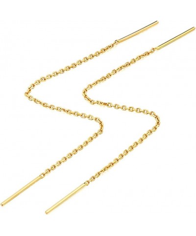 A Pair 925 Sterling Silver Tassel Threader Drop Earrings Long Chain Ear Line golden $8.84 Earrings