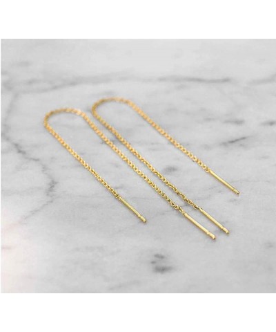 A Pair 925 Sterling Silver Tassel Threader Drop Earrings Long Chain Ear Line golden $8.84 Earrings