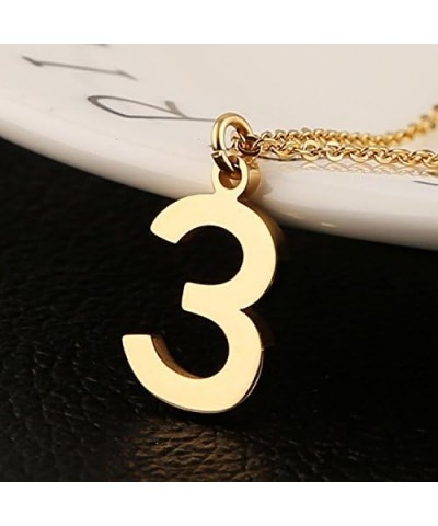 Womens Stainless Steel Number 0-9 Charms Pendant Necklace 2 Colors Gold Silve 3 - Gold $7.94 Necklaces