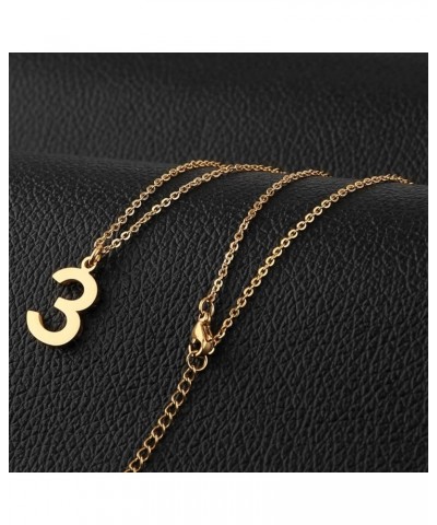 Womens Stainless Steel Number 0-9 Charms Pendant Necklace 2 Colors Gold Silve 3 - Gold $7.94 Necklaces