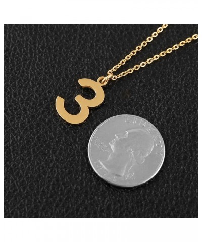 Womens Stainless Steel Number 0-9 Charms Pendant Necklace 2 Colors Gold Silve 3 - Gold $7.94 Necklaces