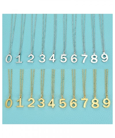 Womens Stainless Steel Number 0-9 Charms Pendant Necklace 2 Colors Gold Silve 3 - Gold $7.94 Necklaces