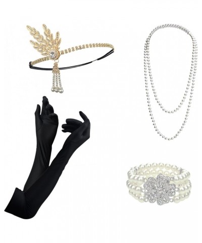 1920s Great Gatsby Accessories for Women Flapper Headpiece Headband Gloves Costume Harlem Nights Accessories Set Set 2-1 $11....