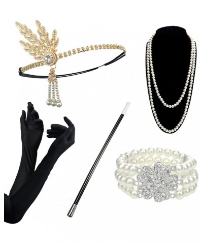 1920s Great Gatsby Accessories for Women Flapper Headpiece Headband Gloves Costume Harlem Nights Accessories Set Set 2-1 $11....