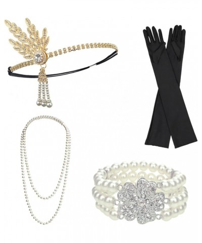 1920s Great Gatsby Accessories for Women Flapper Headpiece Headband Gloves Costume Harlem Nights Accessories Set Set 2-1 $11....