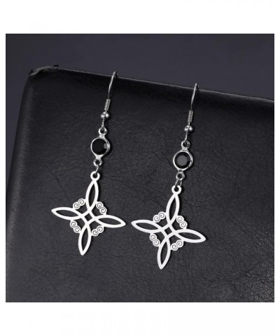 Earrings for Women Stainless Steel Black Birthstone Witches Knot Triple Moon Celtic Knot Drop Dangle Earrings Wicca Pagans Je...