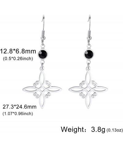 Earrings for Women Stainless Steel Black Birthstone Witches Knot Triple Moon Celtic Knot Drop Dangle Earrings Wicca Pagans Je...