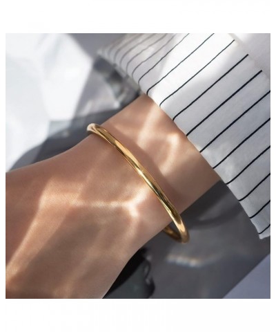 Gold Plated Bangle Bracelet for Women / 3mm Thick Round Bangle Bracelet 1 PC 8.5 $9.40 Bracelets