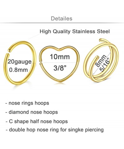 Nose Rings Nose Piercings Nose Rings Hoops Nose Ring Surgical Steel Nose Ring 20g Nose Piercings Jewelry Double Hoop Nose Rin...