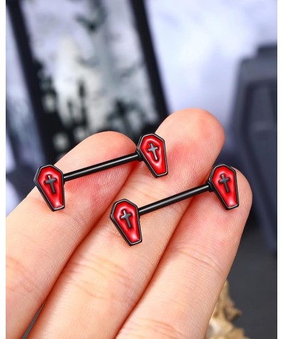 Nipple Barbell Coffin Nipple Rings Glow in The Dark Nipple Piercing 14g Nipple Jewelry for Women Body Piercing for Halloween ...