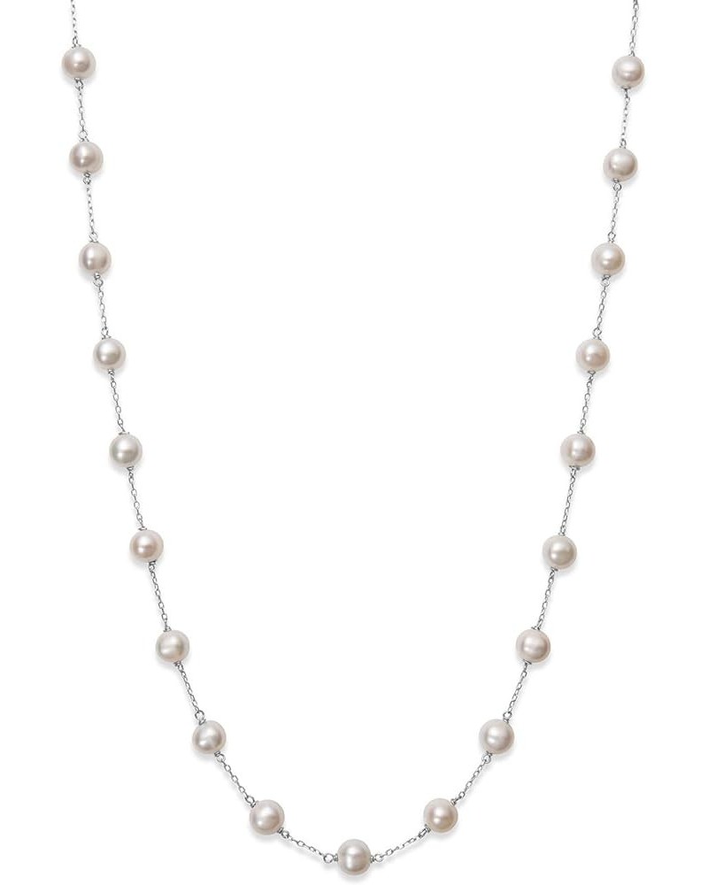 10K Gold Station Freshwater Cultured Pearl Necklace for Women White Gold 10k $36.40 Necklaces