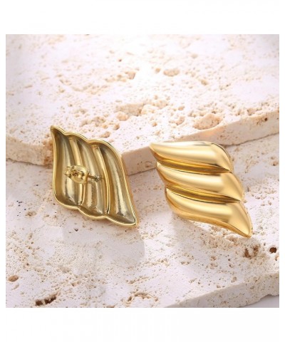 Geometric Rectangle Gold Stud Earrings Irregular Hammered Chunky Statement Square Earrings for Women Trendy Gold Wings $7.83 ...