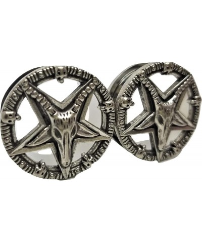 Baphomet Pentagram Ear Plugs - Stainless Steel Screw-On Ear Plugs - 8 Sizes - Pair - New! 00 Gauge (10mm) $11.17 Body Jewelry