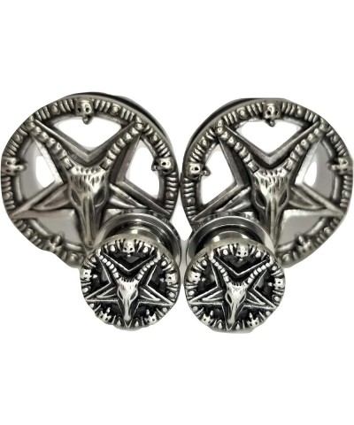 Baphomet Pentagram Ear Plugs - Stainless Steel Screw-On Ear Plugs - 8 Sizes - Pair - New! 00 Gauge (10mm) $11.17 Body Jewelry