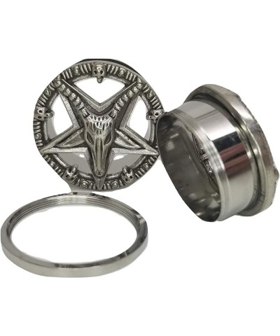 Baphomet Pentagram Ear Plugs - Stainless Steel Screw-On Ear Plugs - 8 Sizes - Pair - New! 00 Gauge (10mm) $11.17 Body Jewelry