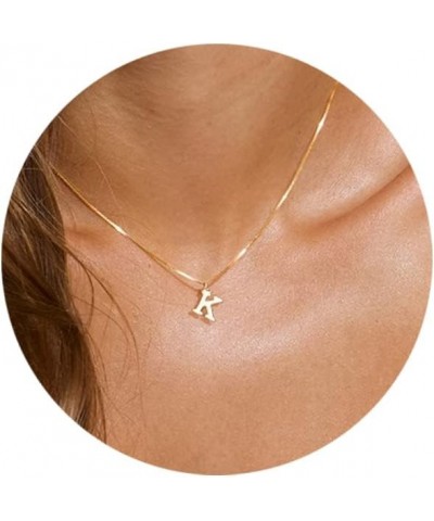 Small Letter Necklace,Dainty 14K Gold Plated Personalized Tiny Initial Pendant Necklace Small Initial Necklaces for Women Gir...