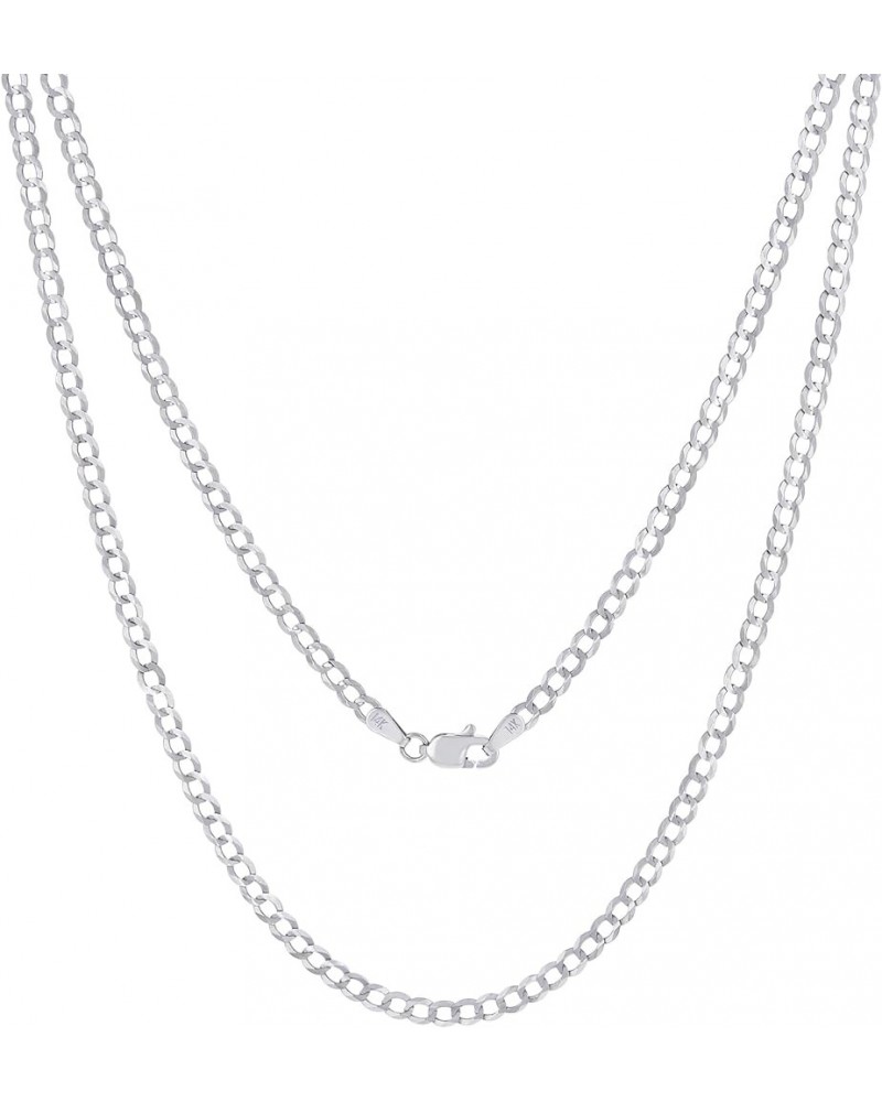 14k White Gold 3mm Solid Cuban Link Chain Curb Pendant Necklace, Mens Womens Jewelry 16" 18" 20" 22" 24" 26" 28" 30 30 $168.9...