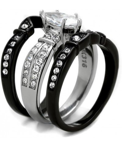 Her and His 4 Piece Black Stainless Steel and Titanium Wedding Engagement Ring Band Set Size Women's 09 Men's 08 $23.87 Sets