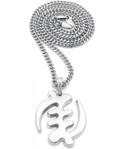 Gye Nyame African Pendant Necklace SILVER COLOR WITH 24 INCH CUBAN CHAIN $11.19 Necklaces