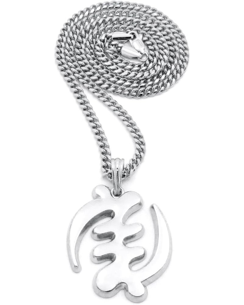 Gye Nyame African Pendant Necklace SILVER COLOR WITH 24 INCH CUBAN CHAIN $11.19 Necklaces