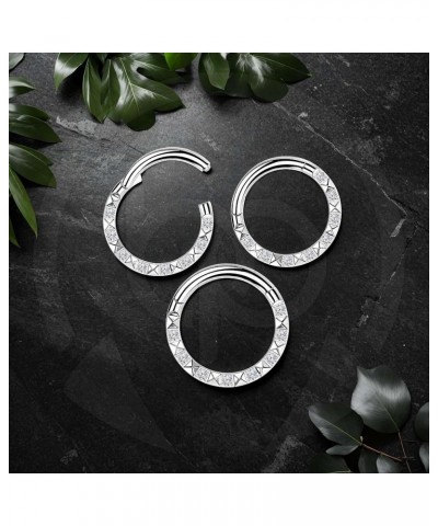 Premium Body Jewelry - Titanium Hinged Segment Ring with Front Pyramid Pattern and Crystals - 16G - Septum Cartilage Helix Tr...