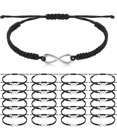 24 Pcs Adjustable Matching Couples Bracelets Black Rope Bracelets Handmade Braided Friendship Bracelets 8 Infinity $9.87 Brac...