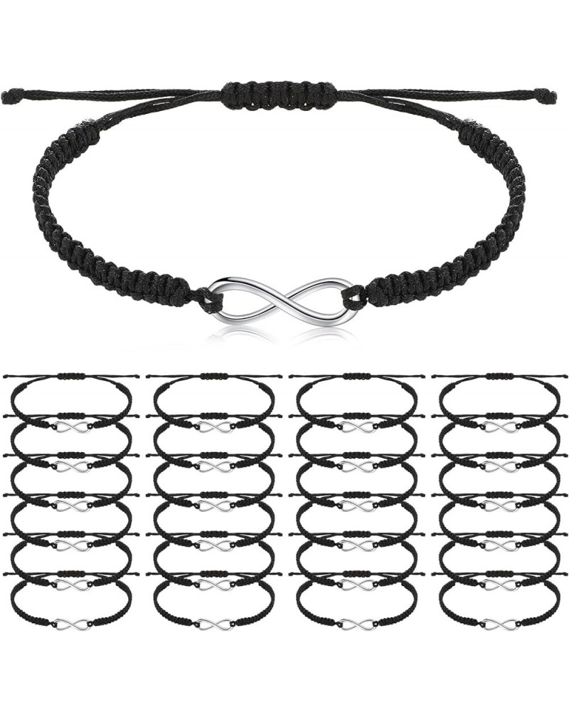 24 Pcs Adjustable Matching Couples Bracelets Black Rope Bracelets Handmade Braided Friendship Bracelets 8 Infinity $9.87 Brac...